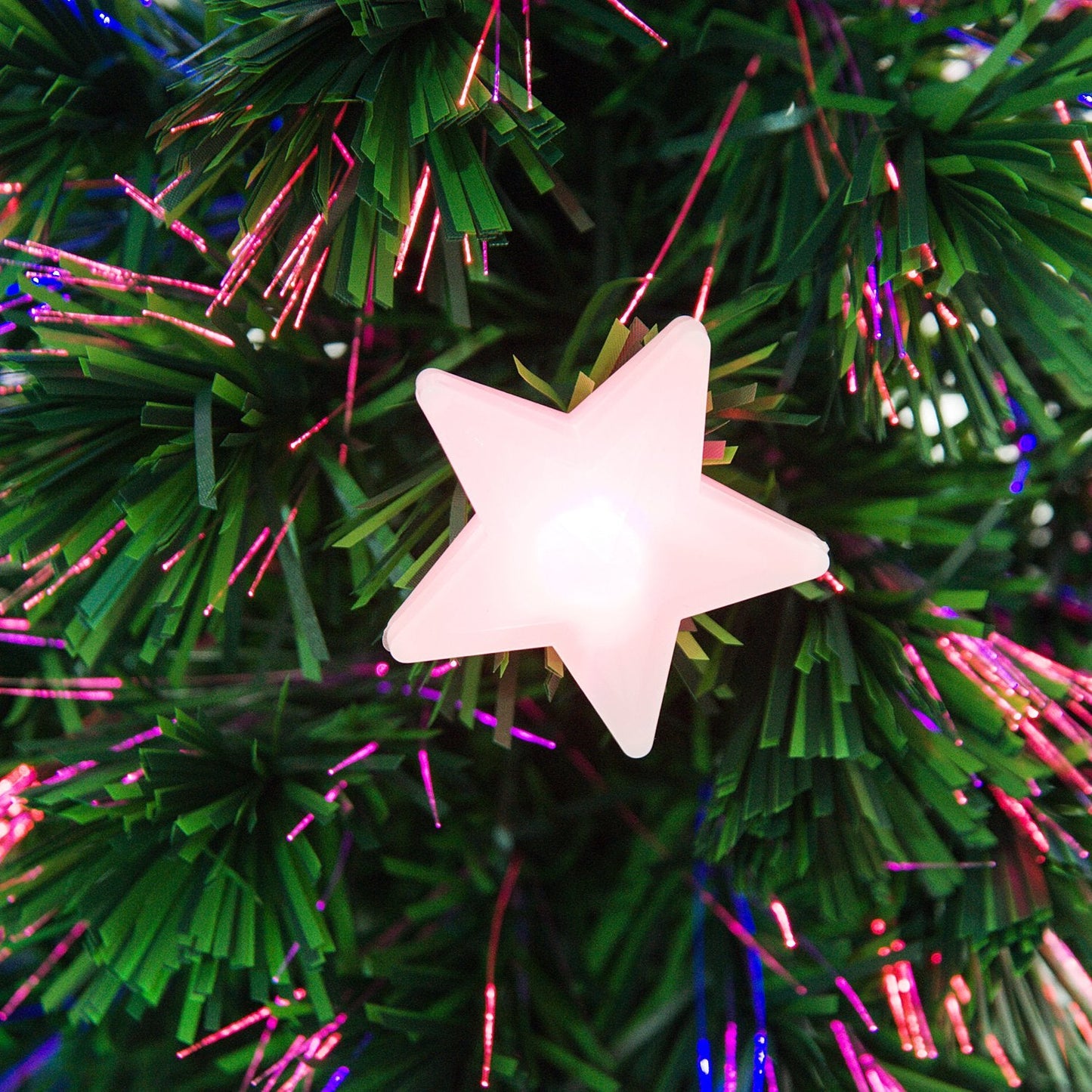 Homcom 4FT Prelit Artificial Christmas Tree Fibre Optic Star LED Light with LED Light for Indoor Party