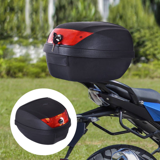 28L Motorcycle Tail box Helmet Top Case Motorbike Luggage Storage Trunk Carrier Mount Rack With 2 Keys
