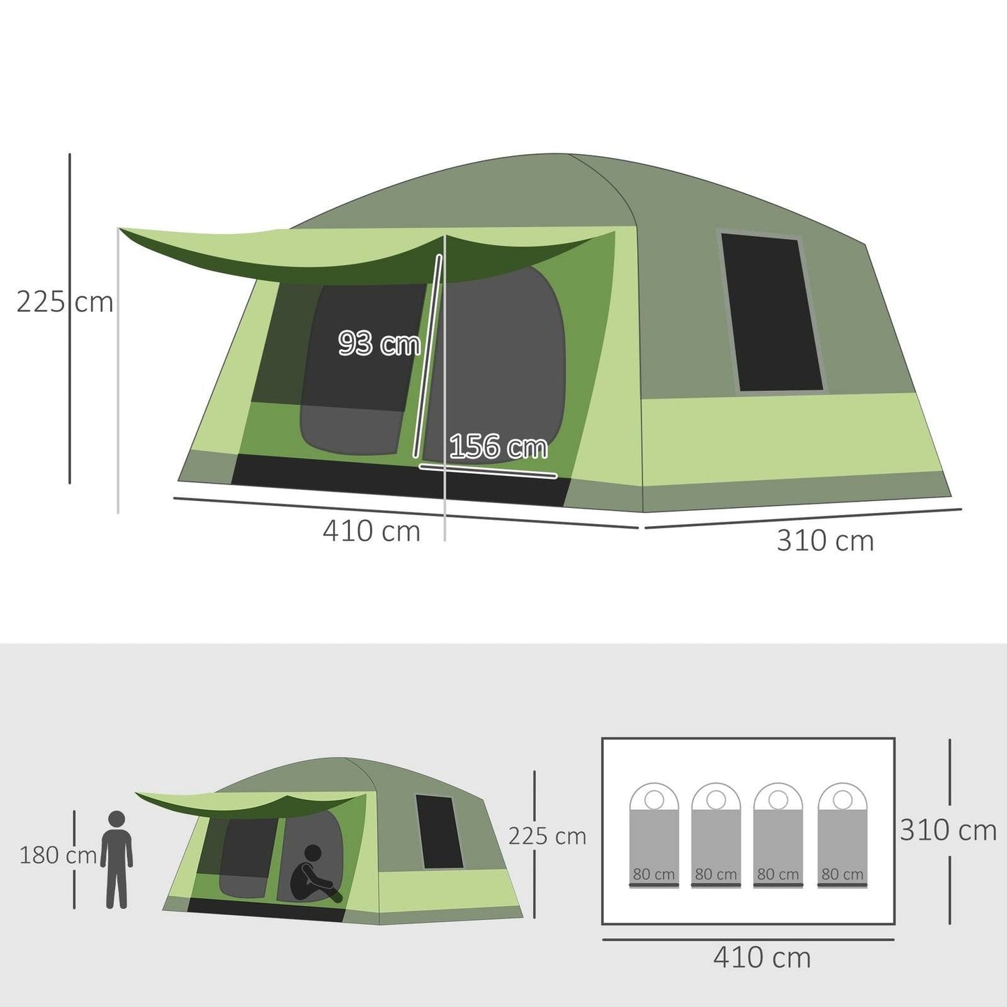Tunnel Tent Camping Shelter w/ Porch