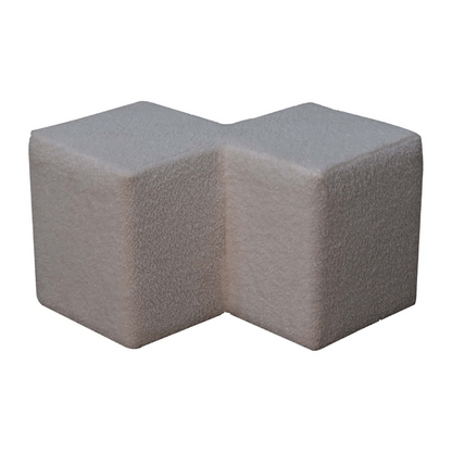 Artisan Furniture Solid Mango Wood White Boucle Twin Footstool