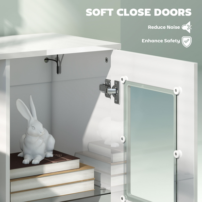 HOMCOM Display Cabinet with Glass Shelves, Sideboard for Living Room, White