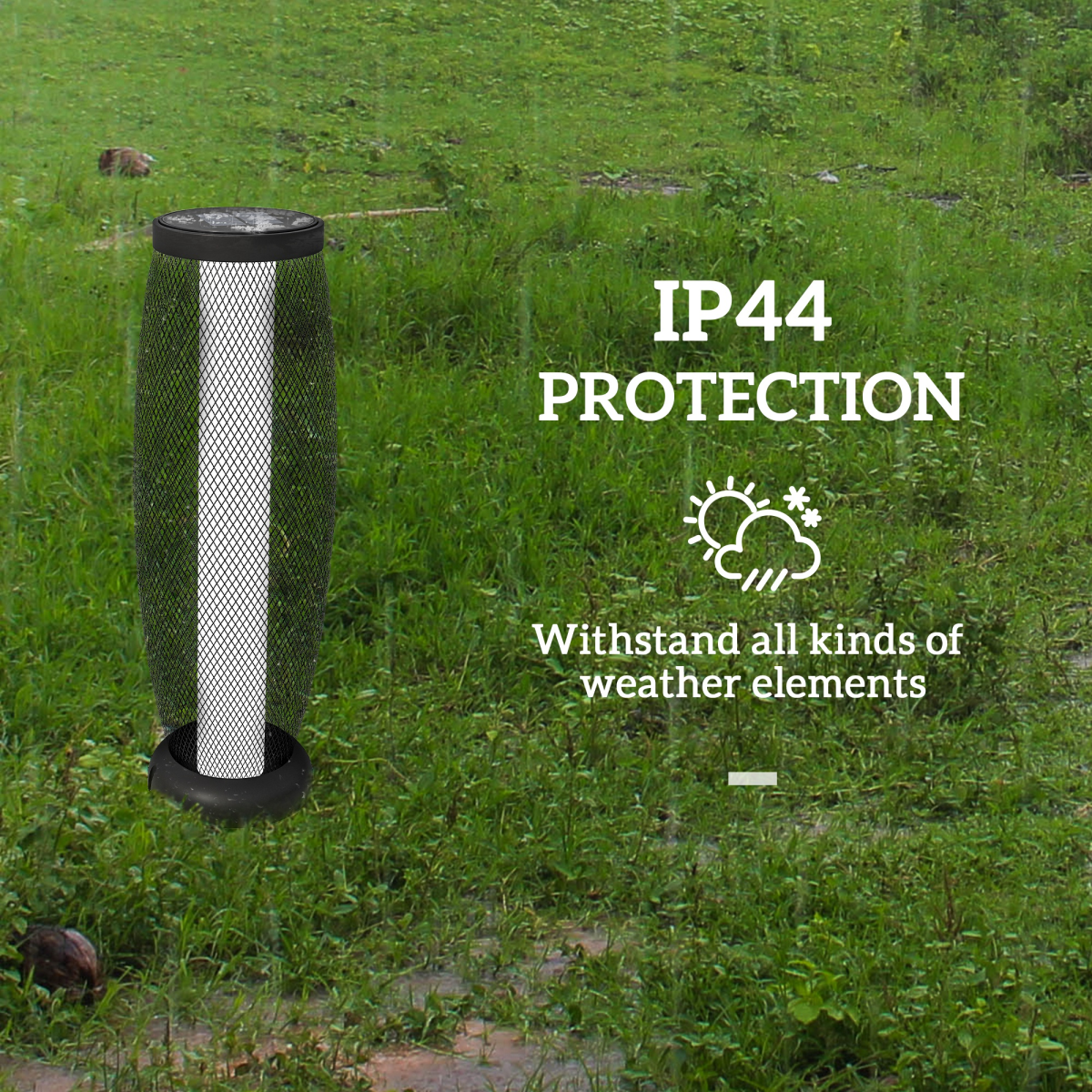 Outsunny 71.5 cm Garden Solar Lamp, Metal Floor Lamp with Auto On/Off LED