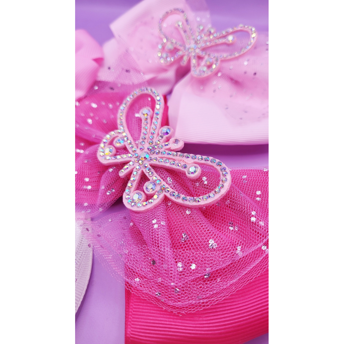 Crystal Butterfly Hair Bow Clip Slide Pack of 12