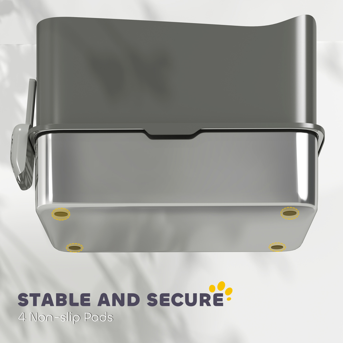 PawHut Stainless Steel Cat Litter Box, Enclosed Metal Litter Tray, Dark Grey