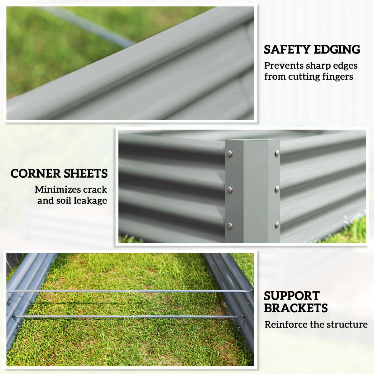 Outsunny Galvanised Raised Garden Bed, 240x120x30cm Raised Bed, Silver