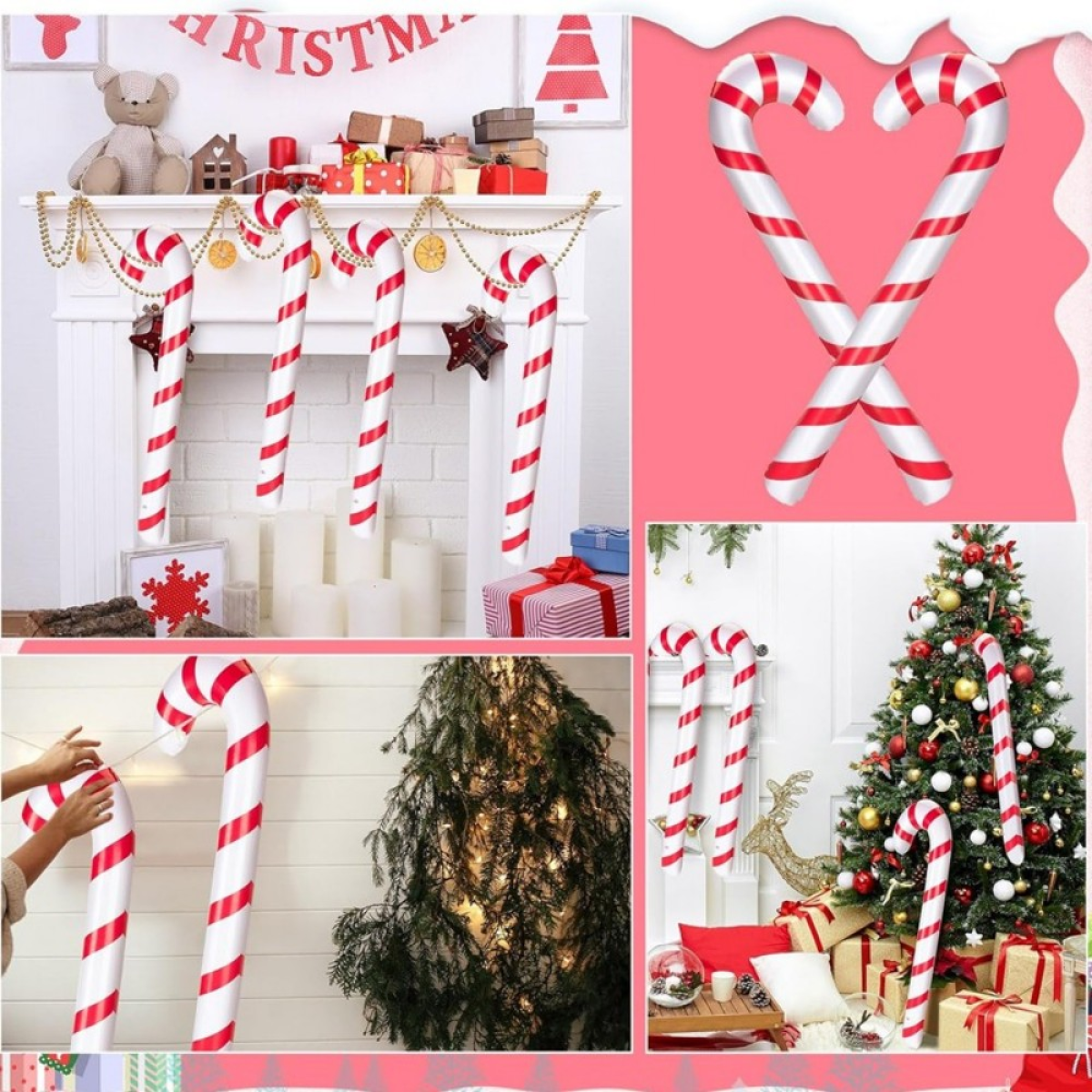 4 Christmas Inflatable Candy Cane Giant Blow Up Candy Stick for Christmas