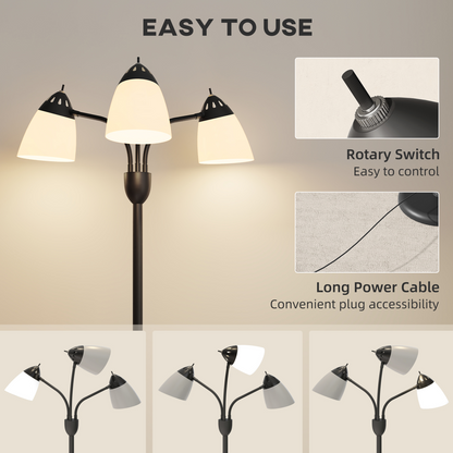 HOMCOM Arc Tree Floor Lamp with 3000K/4500K/6500K Colour Temperatures Black