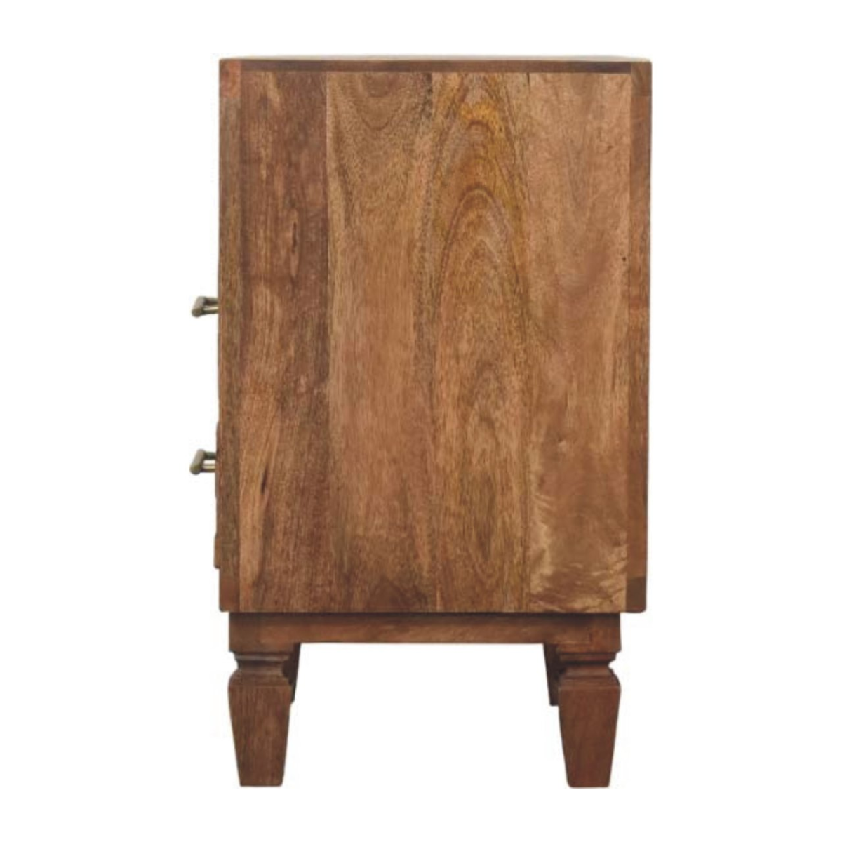Artisan Furniture Solid Wood Arno Bedside in Golden Teak, 2 Drawers, 1 Open Slot, Beige