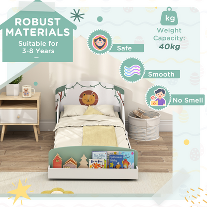 AIYAPLAY Toddler Bed, Lion-Themed Kids Bed Frame with Storage
