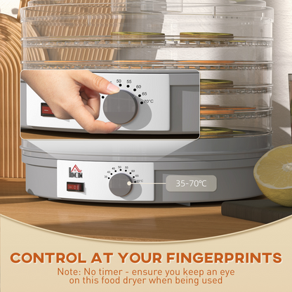 HOMCOM 5 Tier Food Dehydrator for Drying Fruit Meat Vegetable Pet Treat