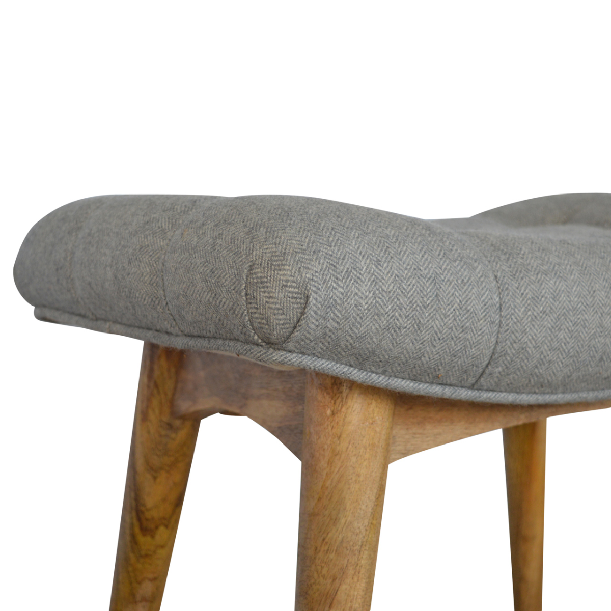 Artisan Furniture Solid Wood Curved Grey Tweed Bench