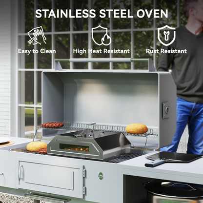 Outsunny Outdoor BBQ Pizza Oven with Thermometer for Gas/Charcoal BBQ Grills