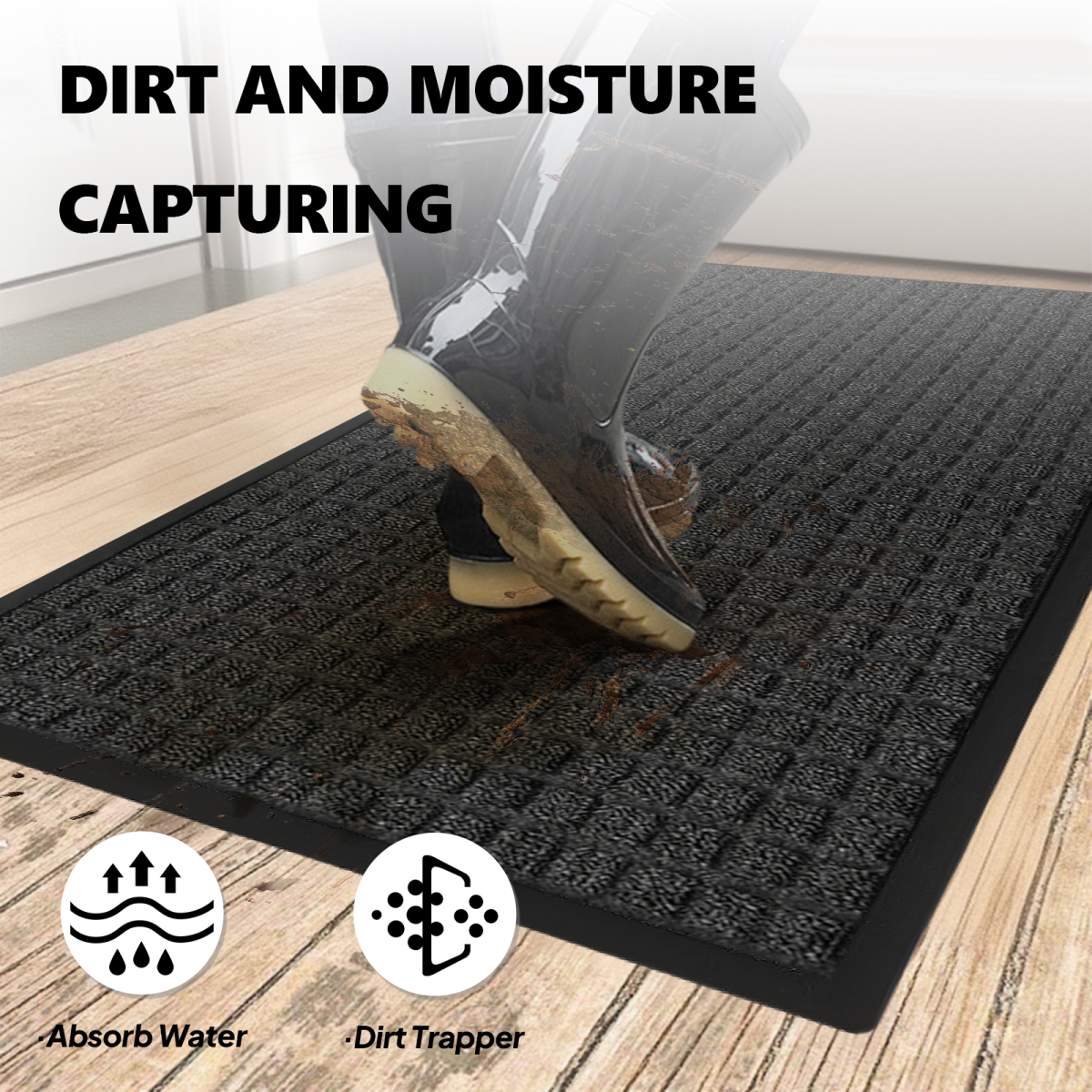 1PC Polypropylene Small Grid Composite Rubber Mat, Gray, 45x75x0.7cm, Kitchen & Home Floor Mat