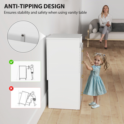 HOMCOM 3 in 1 Dressing Table Vanity Desk with Mirror and Cushioned Stool