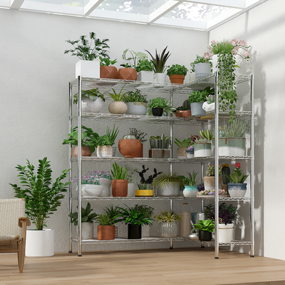 5-layer double row, freely adjustable layer spacing, with adjustable feet, display stand, iron, 177*40*180cm, chrome-plated