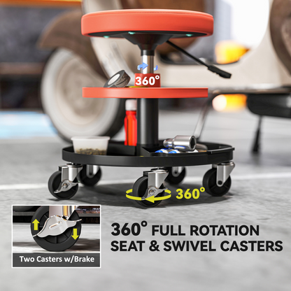 HOMCOM Rolling Mechanic Stool, 135kg Capacity Workshop Stool, Yellow