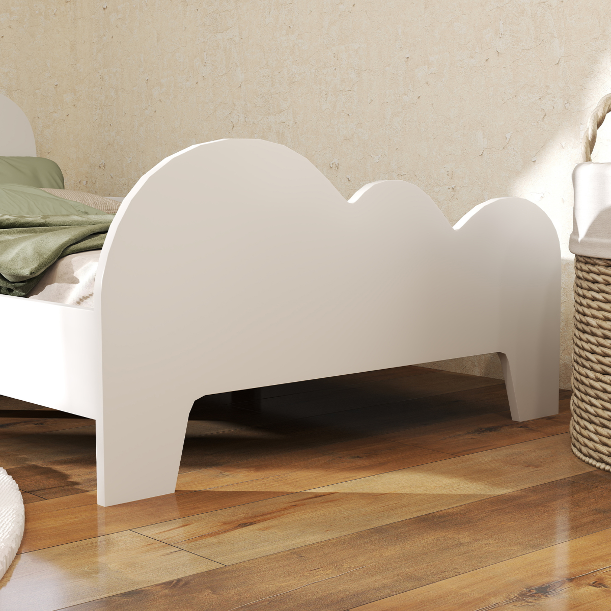 AIYAPLAY Cloud-Themed Toddler Bed with Safety Rails, 143.5 x 74.5 x 56cm