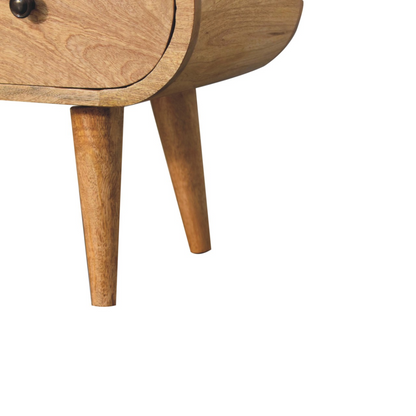 Artisan Furniture Solid Wood Oak-ish Circular TV Unit, Beige, 2 Drawers and Open Slot