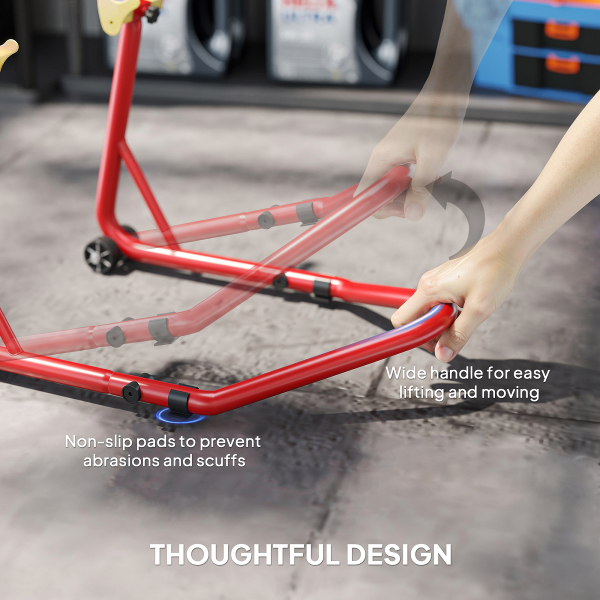 HOMCOM Motorcycle Rear Wheel Stand, 544kg Motorcycle Paddock Stand, Red