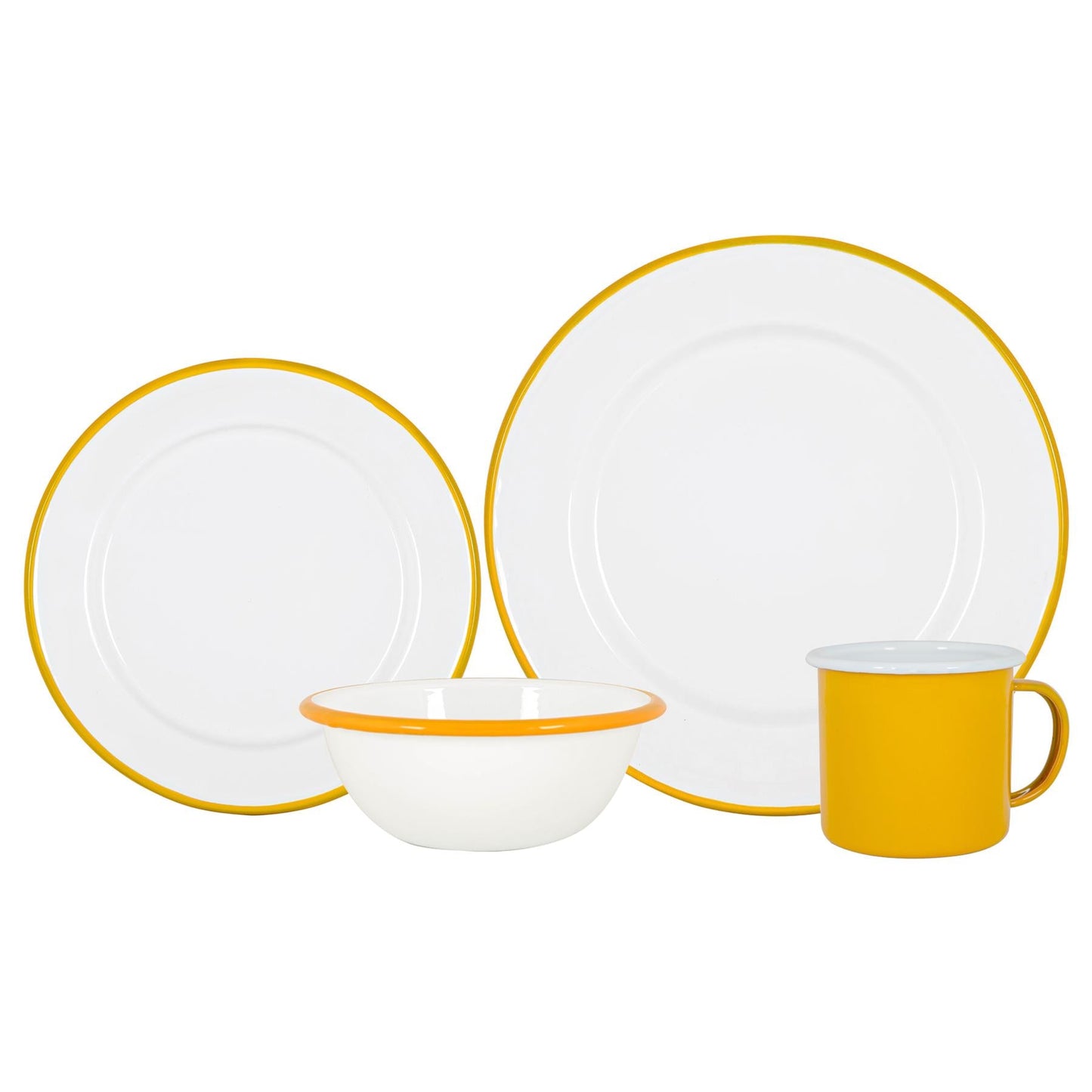16pc White Enamel Dinner Set