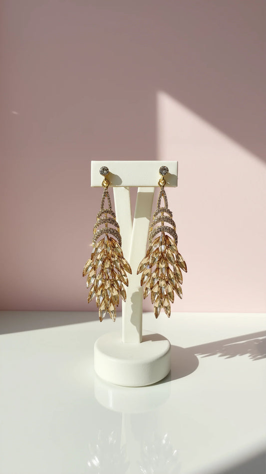 Layered Gold Crystal Drop & Dangle Earrings