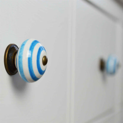 Round Stripe Ceramic Cabinet Knob