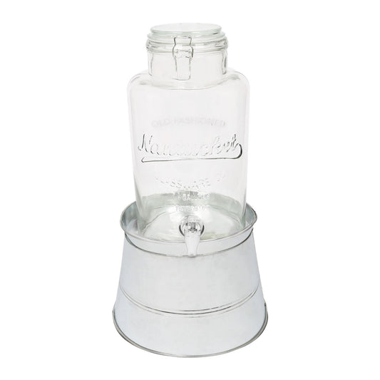 6.5L Glass Drinks Dispenser with Tap & Bucket Stand