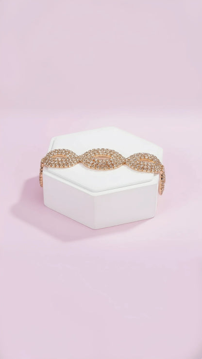 Gold Oval Link Crystal Bracelet