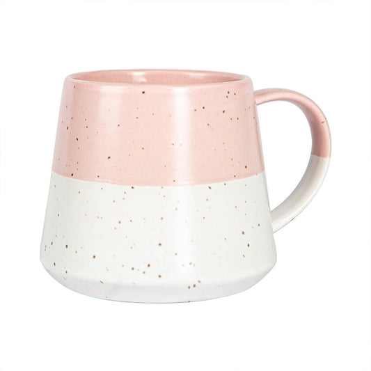 370ml Pink Colour Block Flecked Stoneware Belly Mug