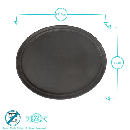 Black 63.5cm x 52cm Oval Non-Slip Serving Tray