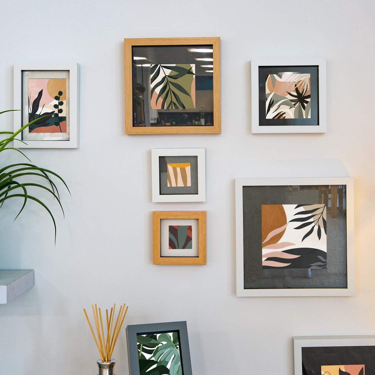 8" x 8" Light Wood 3D Box Photo Frame - with 6" x 6" Mount