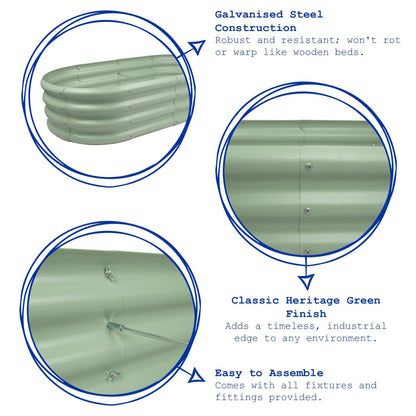 180cm x 90cm Rounded Galvanised Steel Raised Garden Bed