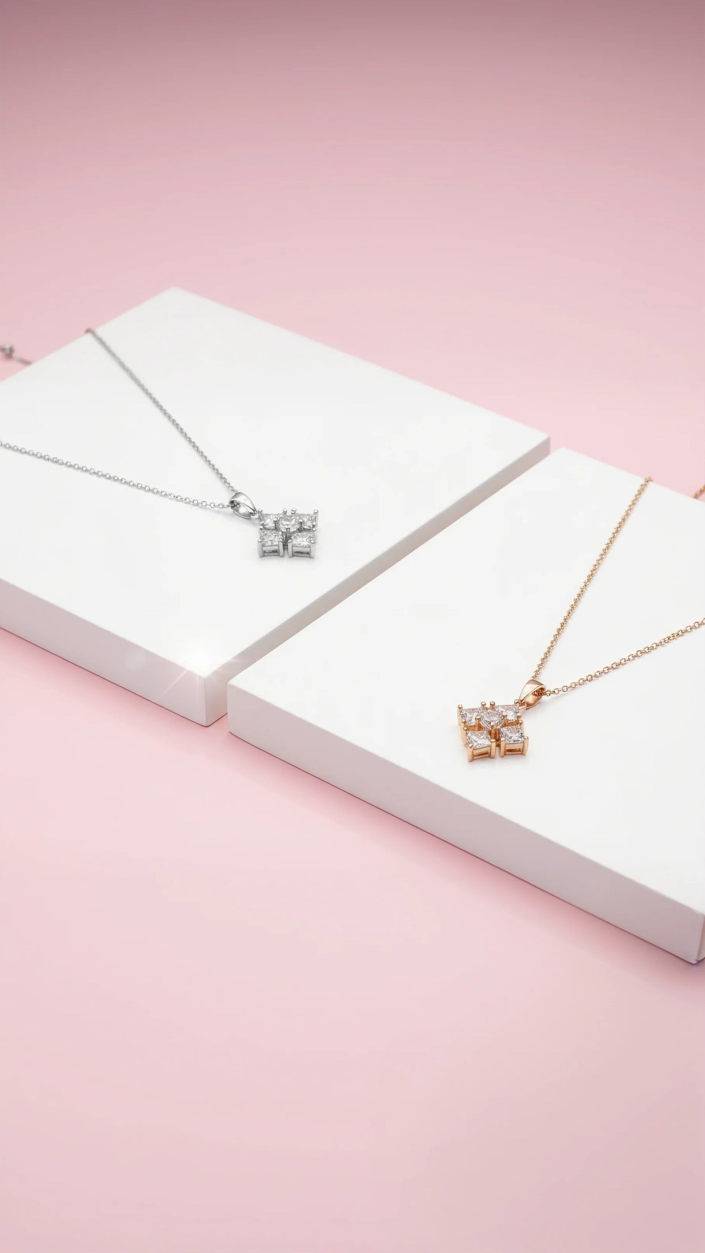 Square Crystal Pendant Necklace