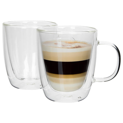 386ml Double-Walled Glass Coffee Cups Set - Pack of 2