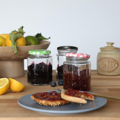250ml Hexagonal Glass Jam Jars with Lids - Pack of Six