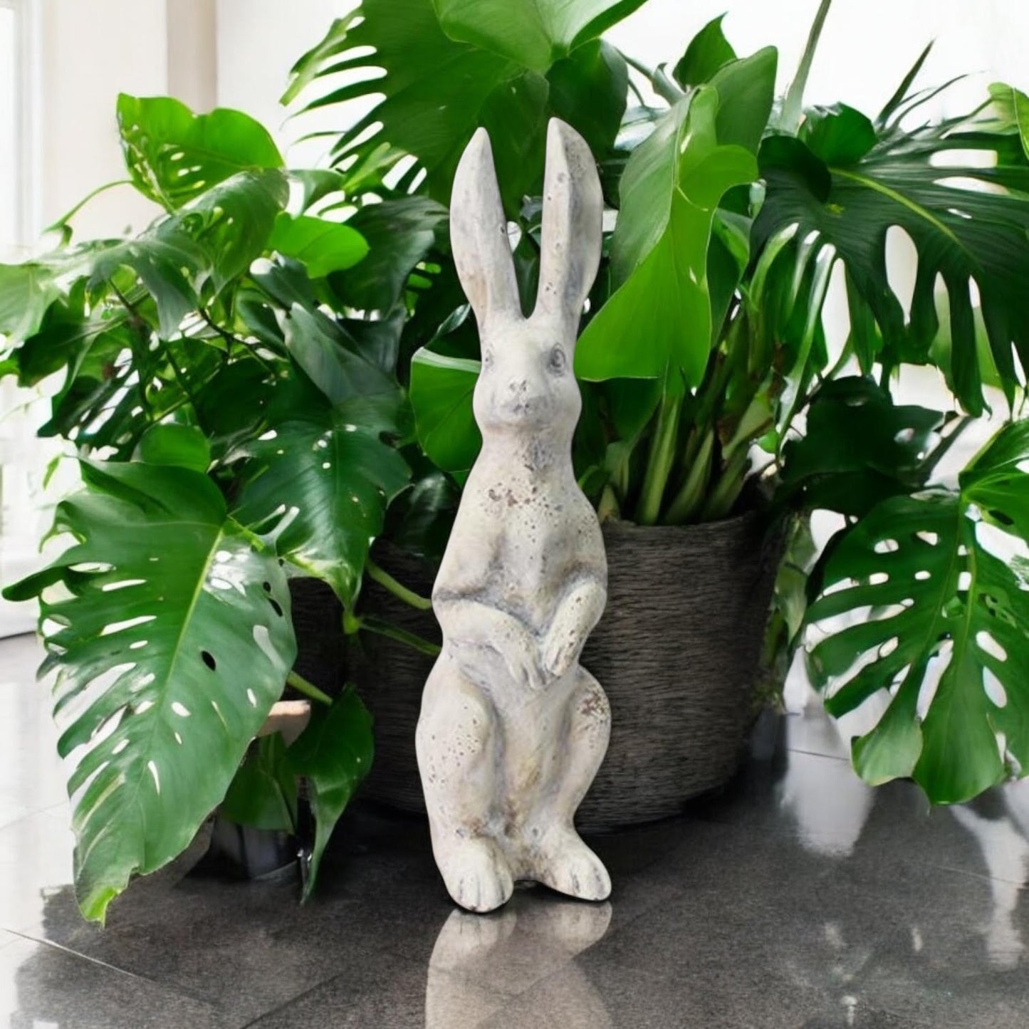 40CM CREAM RESIN RABBIT