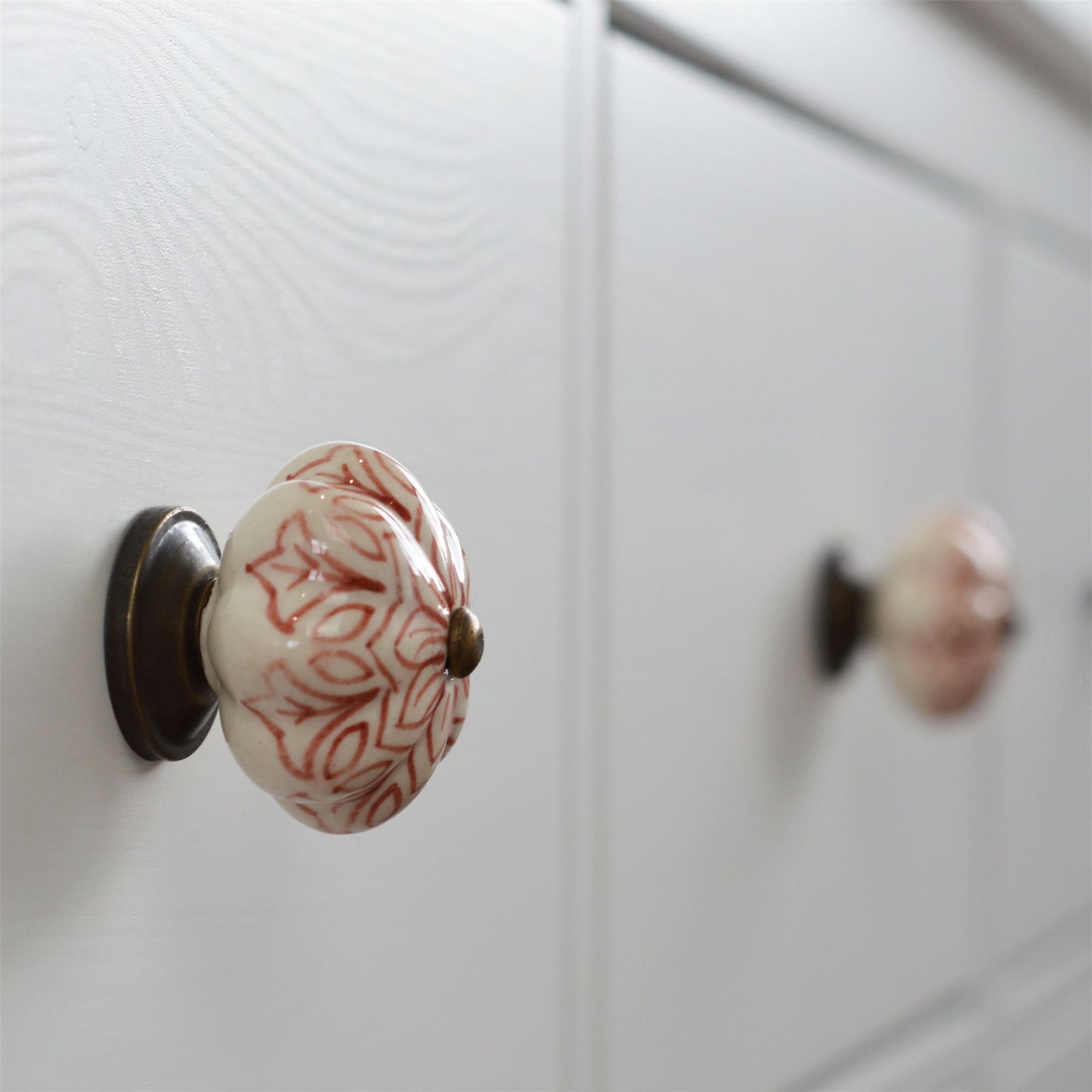 Vintage Floral Ceramic Cabinet Knob