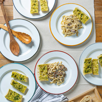 25.5cm White Enamel Dinner Plates - Pack of Six