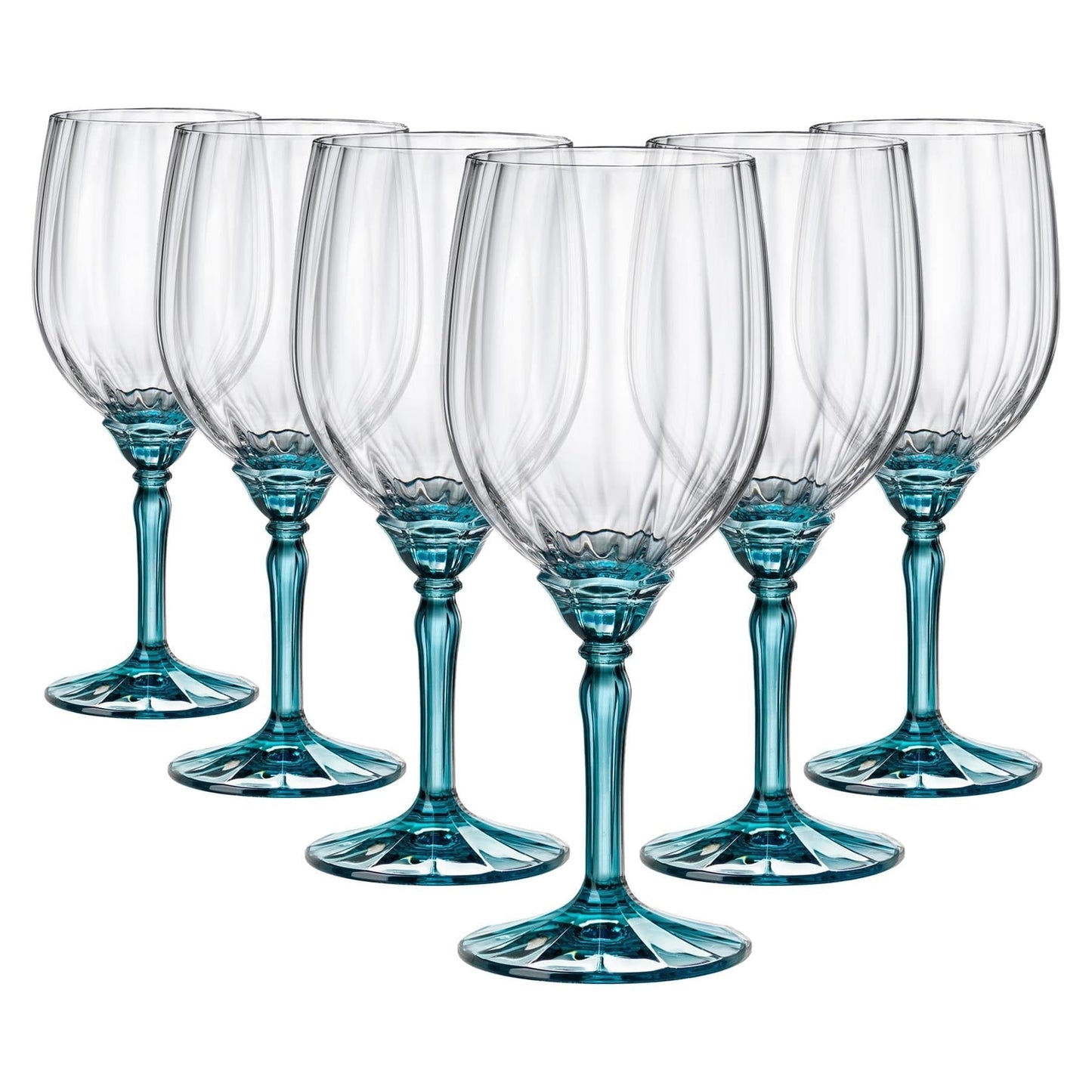 535ml Blue Florian Red Wine Glasses - Pack of Six