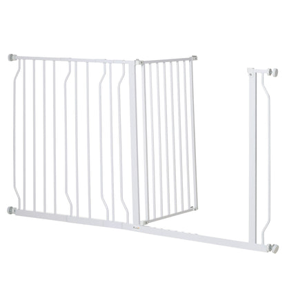 PawHut Dog Gate Extra Wide Stairway Gate for Pet with Door