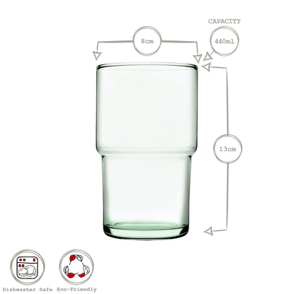 440ml Aware Hill Recycled Stacking Highball Glasses - Green - Pack of Four