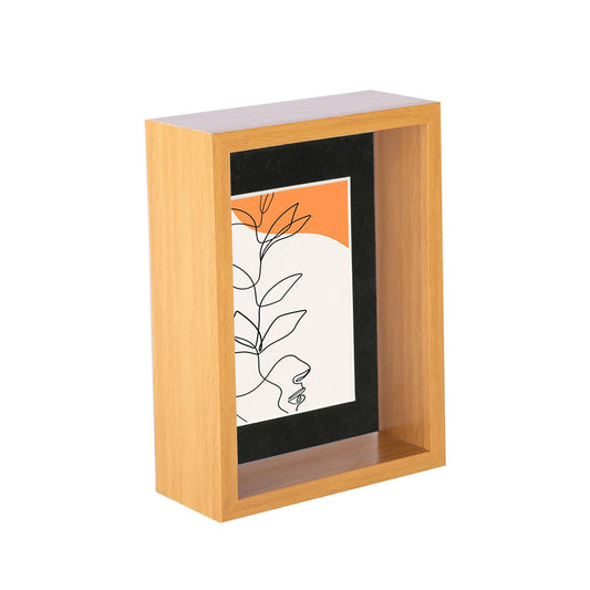 5" x 7" Light Wood 3D Deep Box Photo Frame - with 4" x 6" Mount