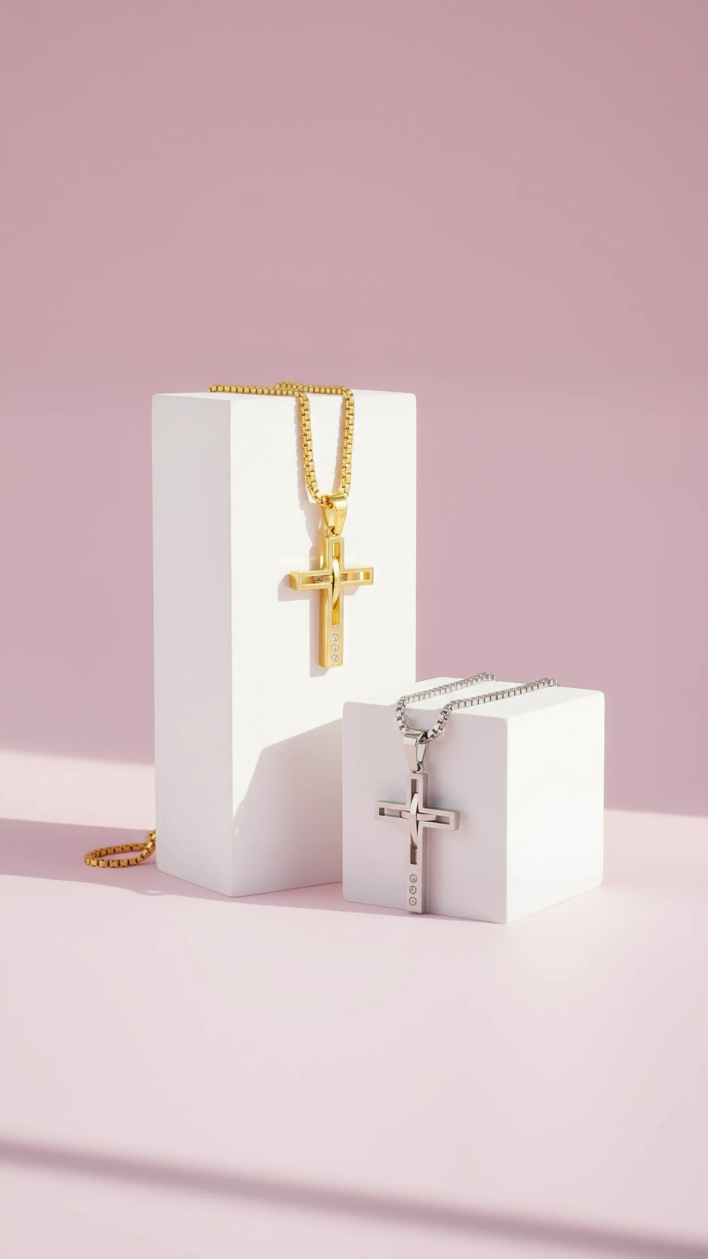 Curved Cross Symbolic Necklace