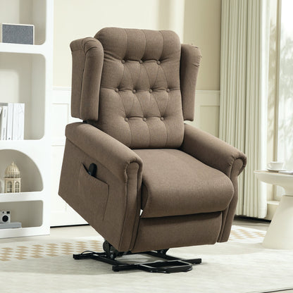 HOMCOM Power Lift Recliner Armchair with Wingback, Button Tufted, Brown
