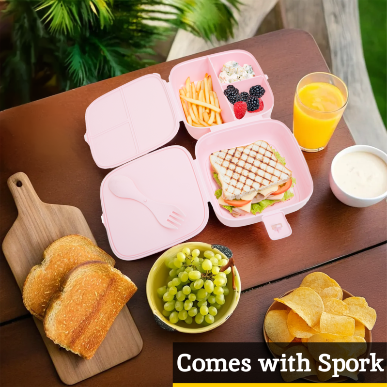 Grub Tub Pink 4 Section Lunch Box