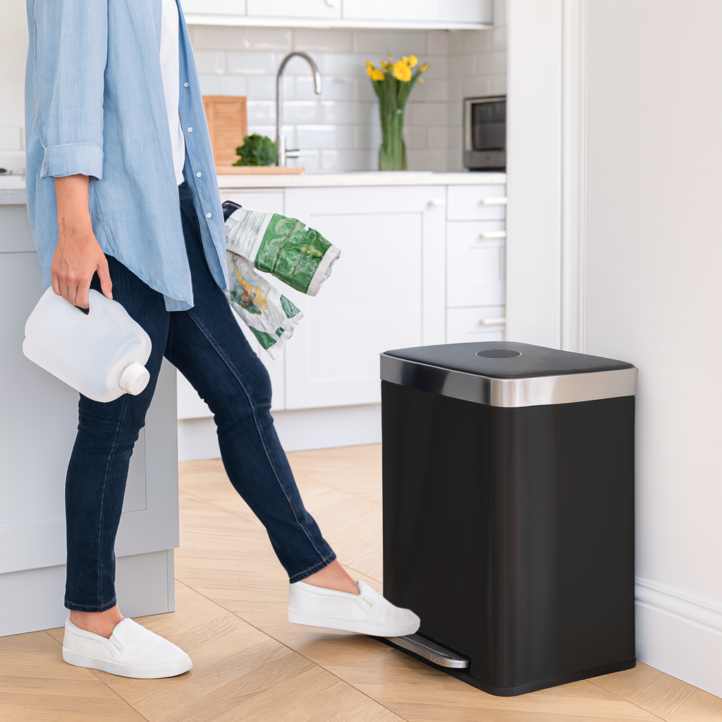 60L (2 x 30L) Stainless Steel Double Kitchen Pedal Bin