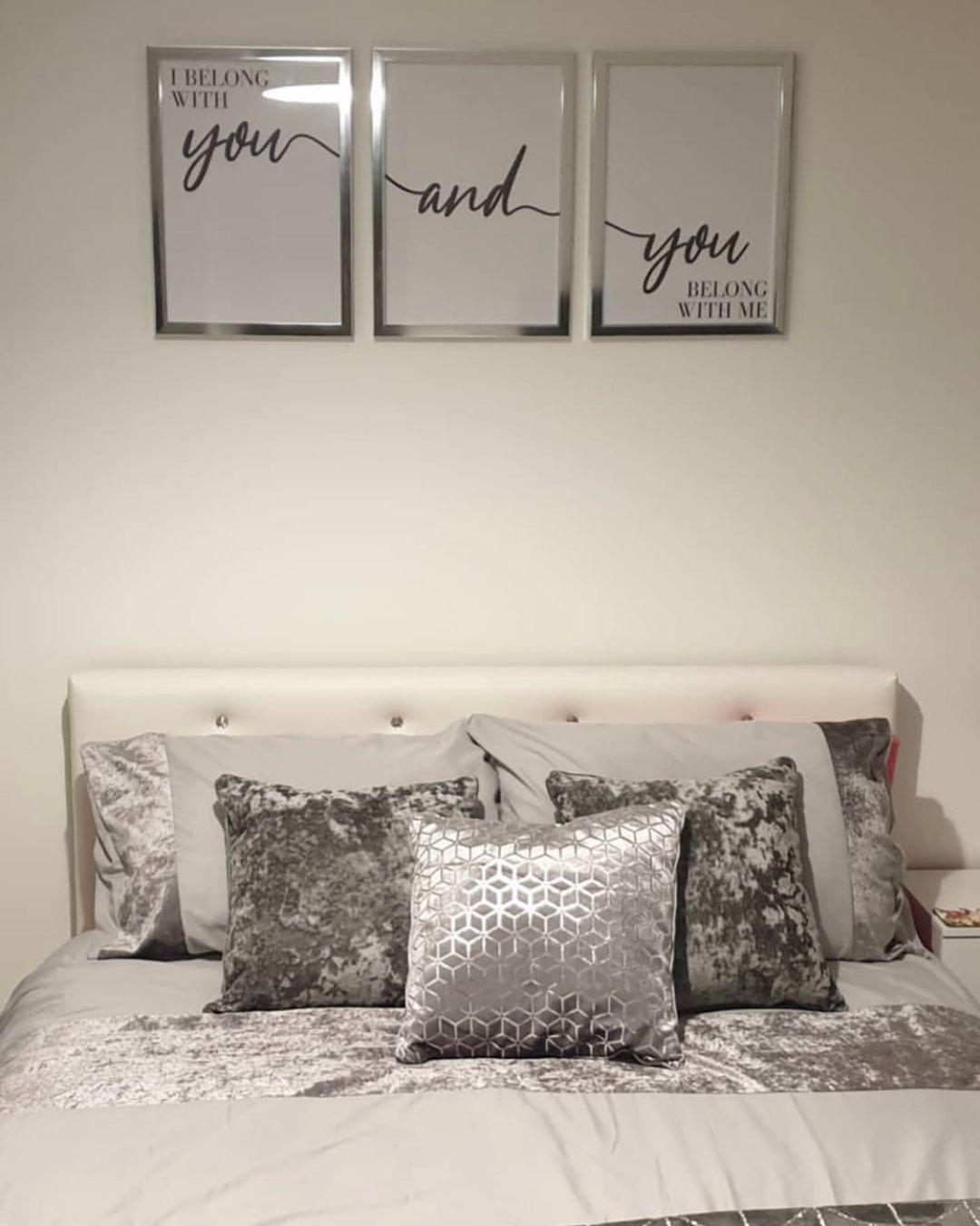I belong With You & You Belong With Me Couple Black Set Of 3 Bedroom Prints