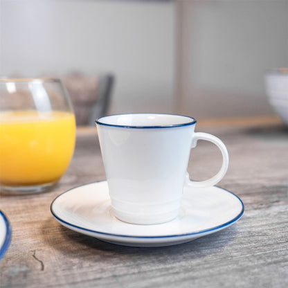 13cm Farmhouse White Porcelain Espresso Saucers - Pack of Six