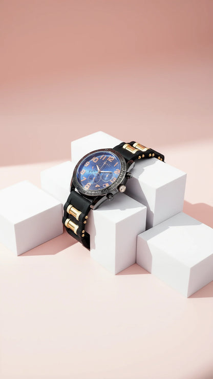 Men’s Black & Gold Sub Dial Sports Watch