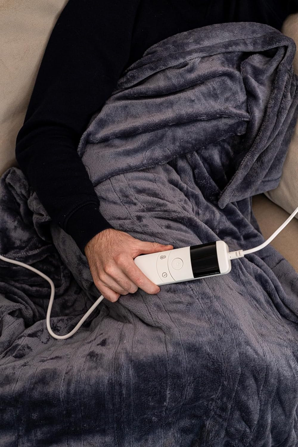 Grey Heated Electric Throw Blanket
